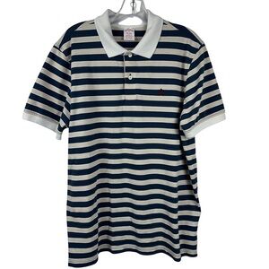 Brooks Brothers Navy Beige White Striped Polo Men’s XL